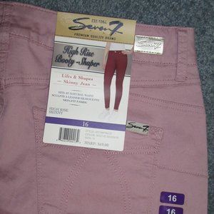 Seven 7 Jeans, High Rise Skinny Booty-Shaper, Straight Leg, NWT NEW Size 16 Skin